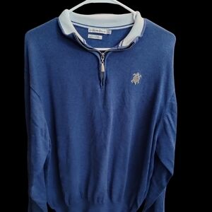 Men's Peter Millar Blue Half-Zip Sweater